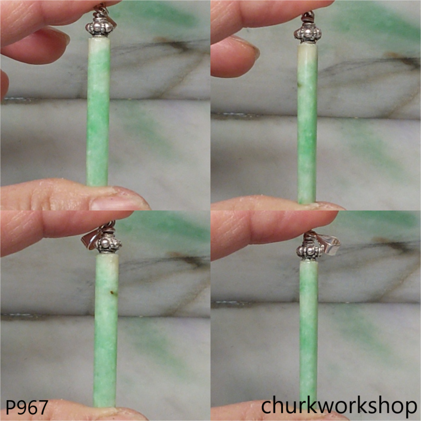 Light green jade bar pendant