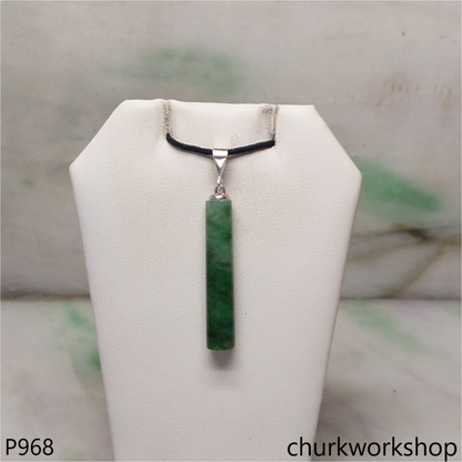 Dark green jade bar pendant