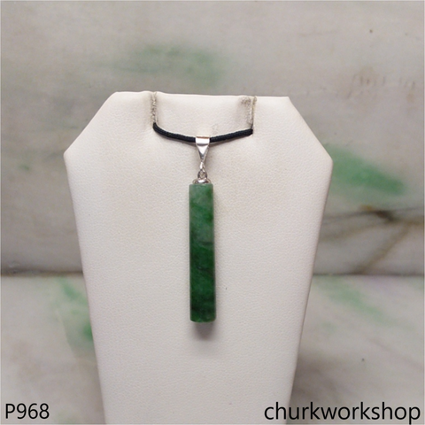 Dark green jade bar pendant