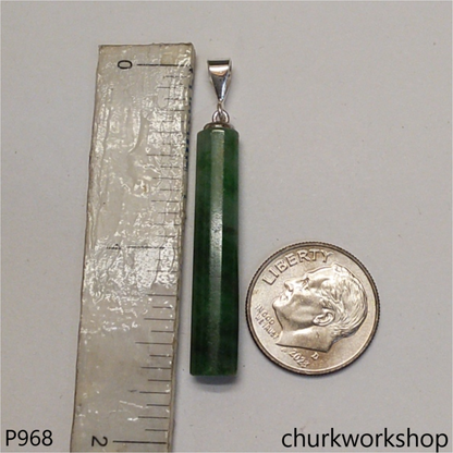 Dark green jade bar pendant