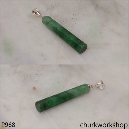 Dark green jade bar pendant