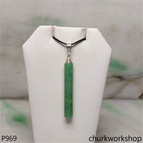 Green jade bar pendant