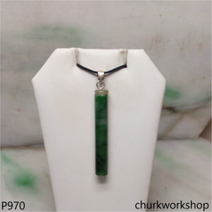 Dark green jade bar pendant