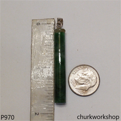 Dark green jade bar pendant