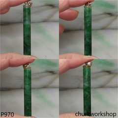 Dark green jade bar pendant