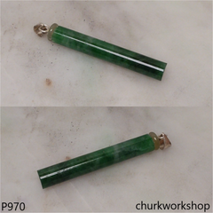 Dark green jade bar pendant