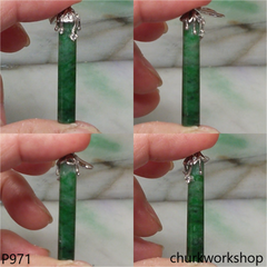Dark green jade bar pendant