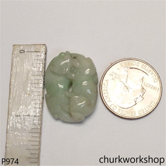 Light green jade double cat pendant