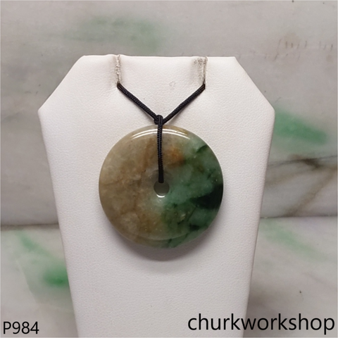 Multi color jade donut pendant