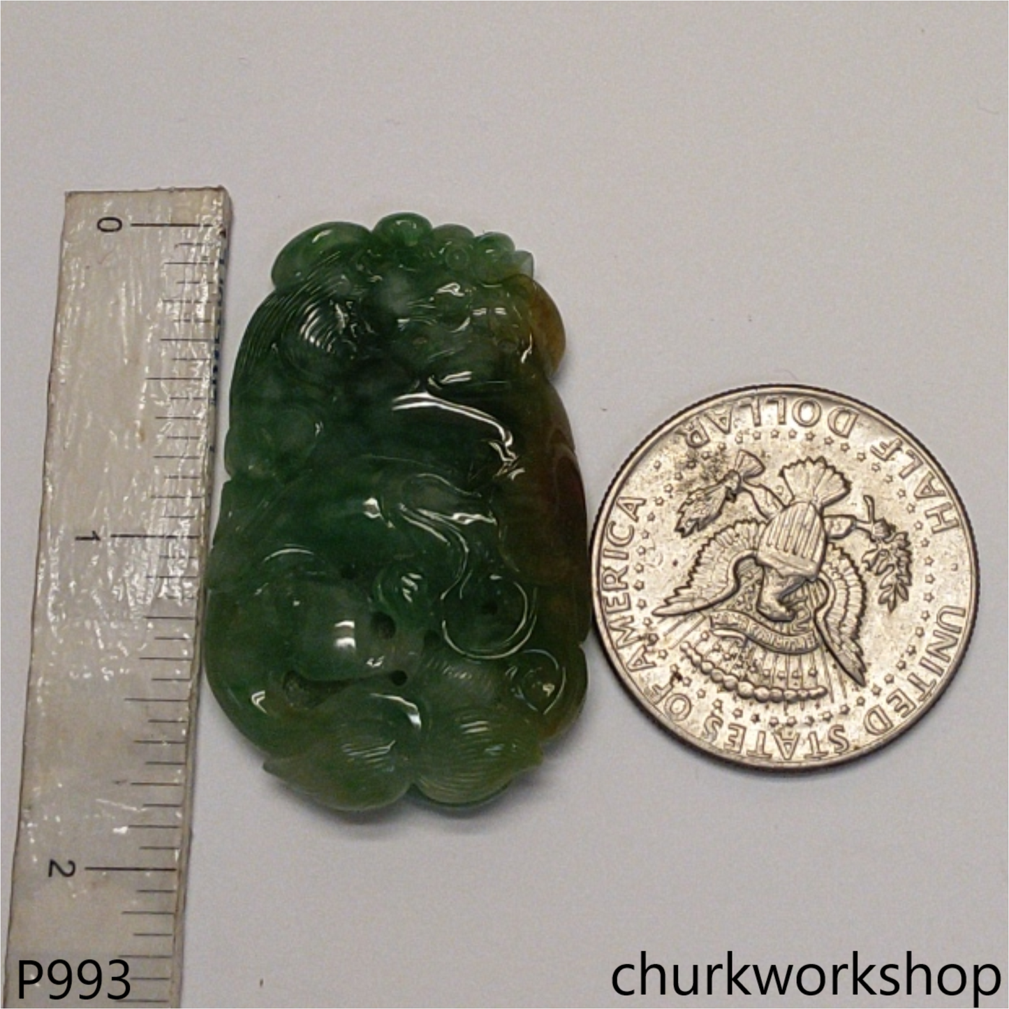 Green jade dragon pendant