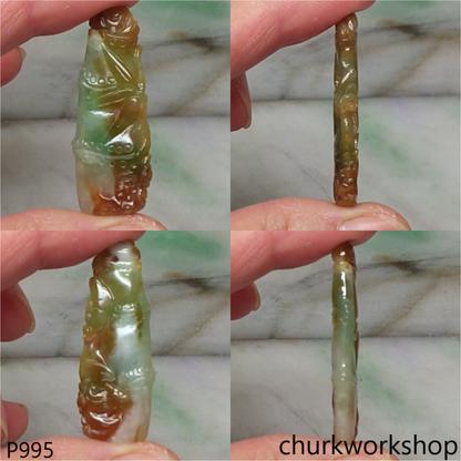 Multi-color jade bamboo pendant