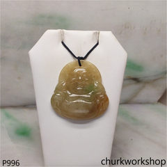 Brownish jade happy Buddha pendant
