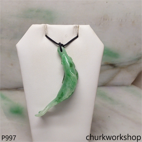 Green jade fish pendant