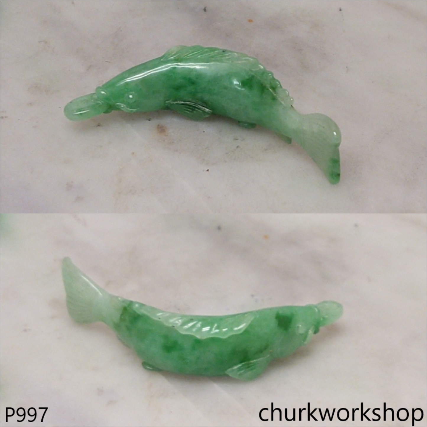 Green jade fish pendant