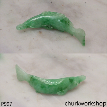 Green jade fish pendant