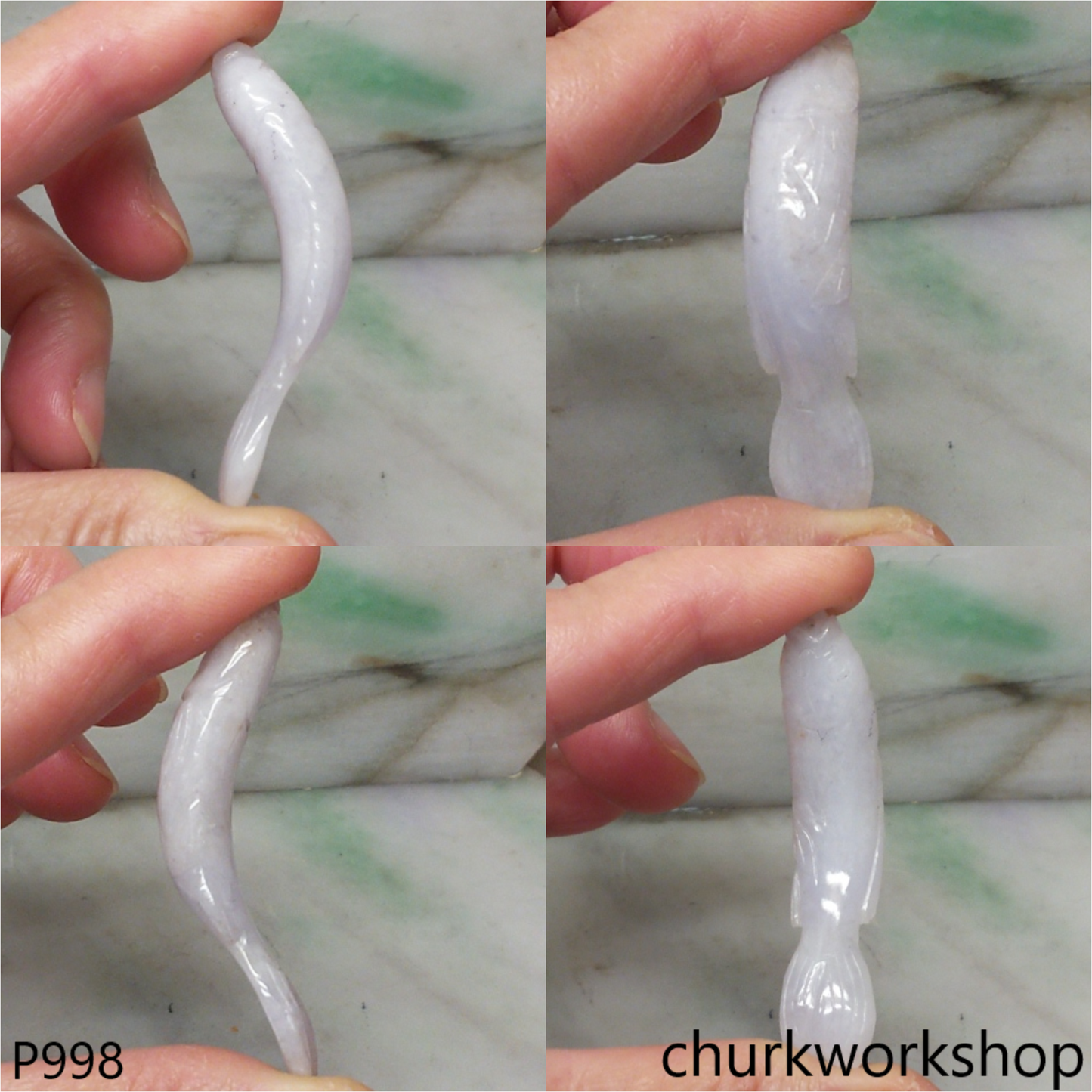 Pale lavender jade fish pendant