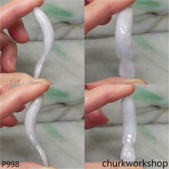 Pale lavender jade fish pendant