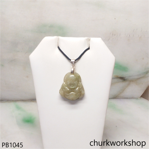 Small grayish lavender jade happy Buddha pendant