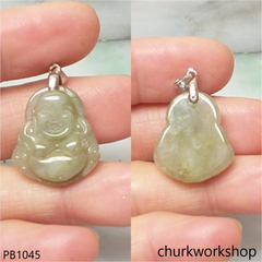 Small grayish lavender jade happy Buddha pendant