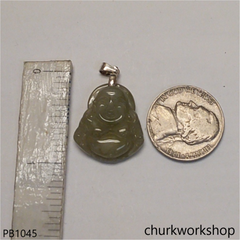 Small grayish lavender jade happy Buddha pendant