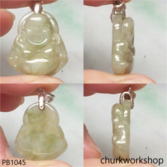 Small grayish lavender jade happy Buddha pendant