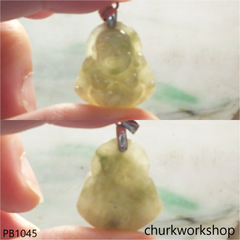 Small grayish lavender jade happy Buddha pendant