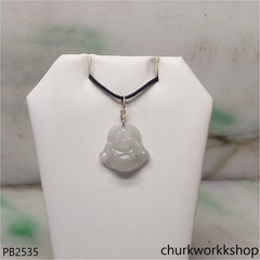 Mini pale green jade happy Buddha pendant
