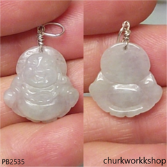 Mini pale green jade happy Buddha pendant