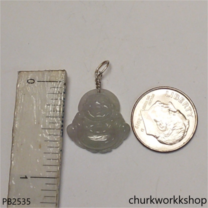 Mini pale green jade happy Buddha pendant