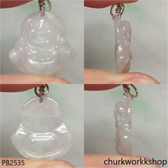 Mini pale green jade happy Buddha pendant