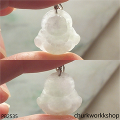 Mini pale green jade happy Buddha pendant