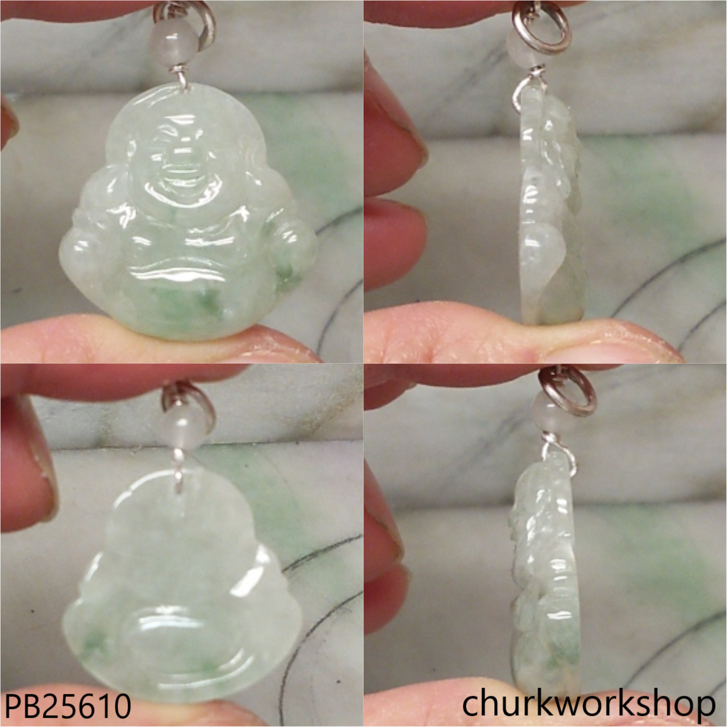 Light green jade happy Buddha