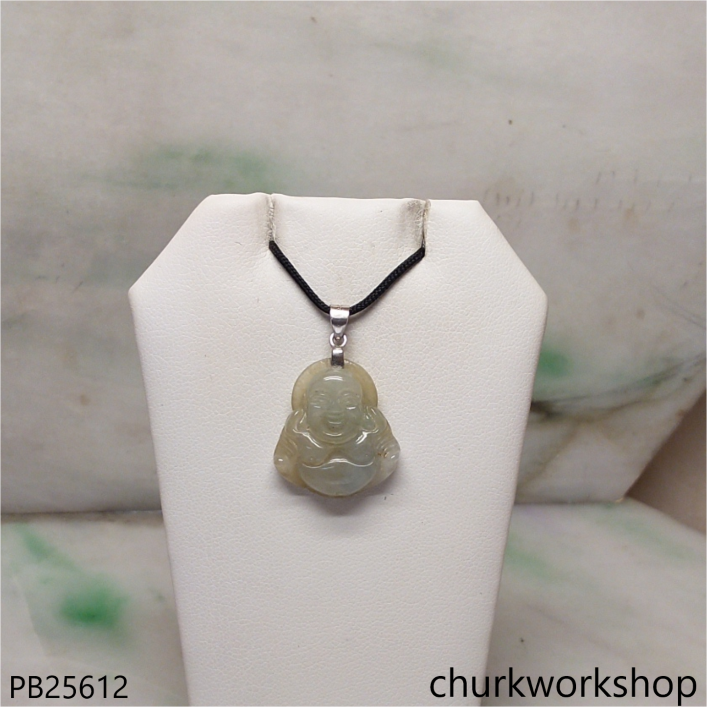Light bluish green jade happy Buddha