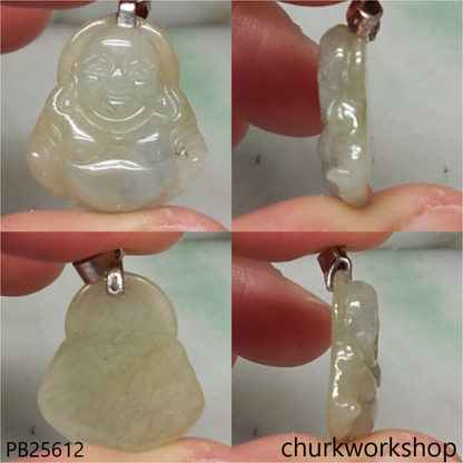 Light bluish green jade happy Buddha