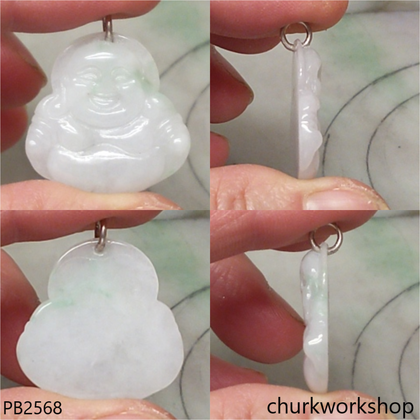 Pale lavender jade happy Buddha