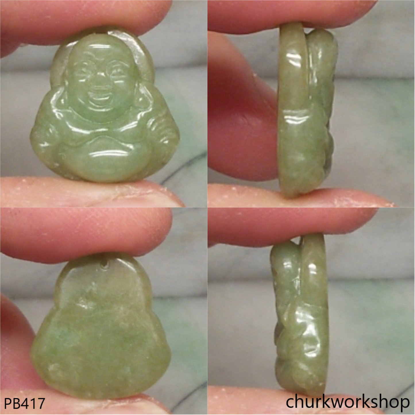 Small jade happy Buddha pendant