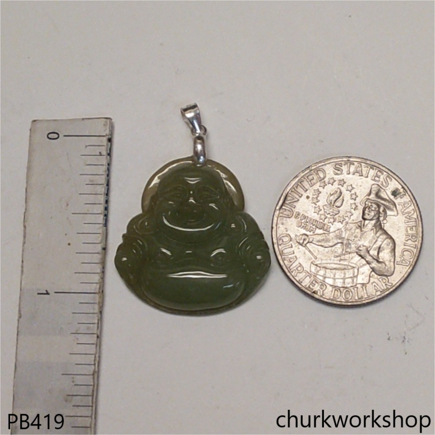 Jade happy Buddha pendant