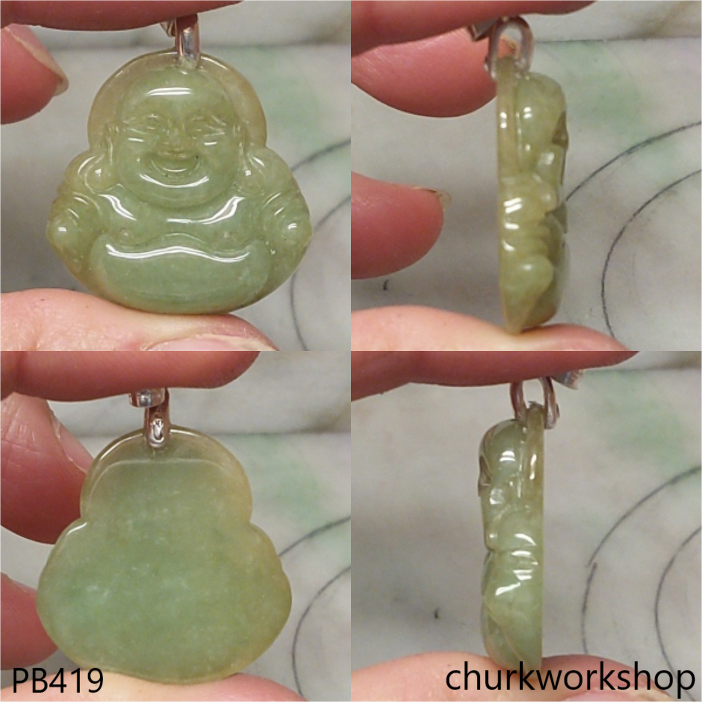 Jade happy Buddha pendant