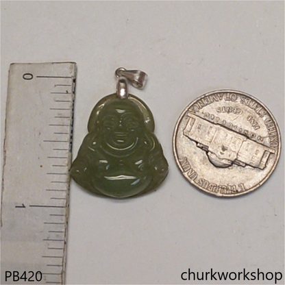 Small jade happy Buddha pendant