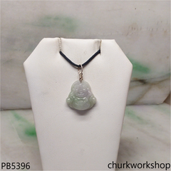 Small pale lavender jade happy Buddha pendant