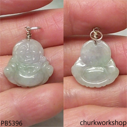 Small pale lavender jade happy Buddha pendant