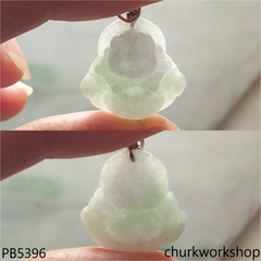 Small pale lavender jade happy Buddha pendant