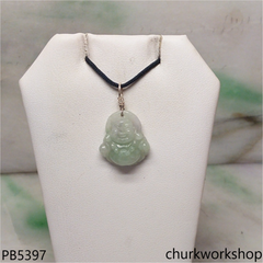 Small light green jade happy Buddha pendant