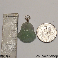 Small light green jade happy Buddha pendant