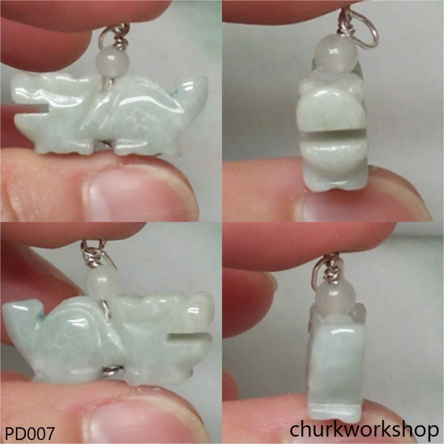 Light green jade dragon pendant