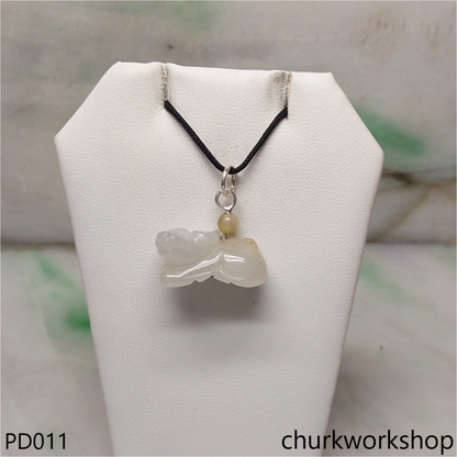 Pale yellow jade OX pendant