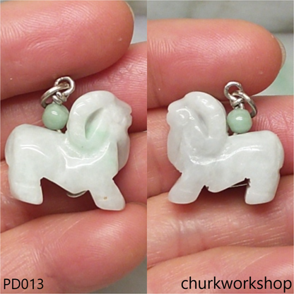 Pale green jade goat pendant