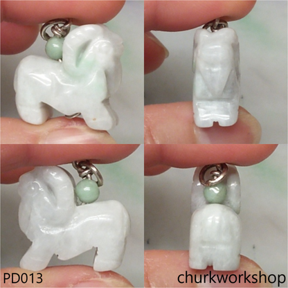 Pale green jade goat pendant