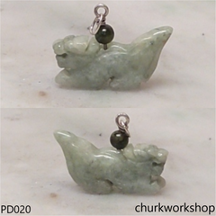 Bluish green jade dragon pendant