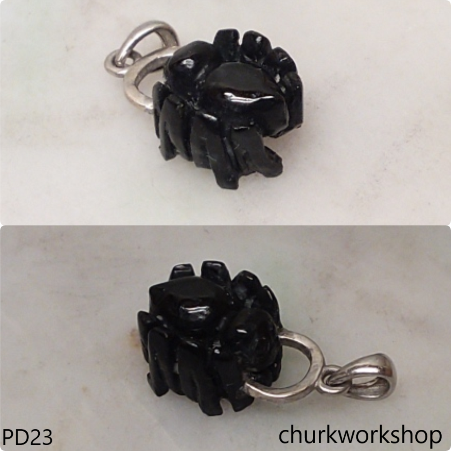 Black jade spider pendant